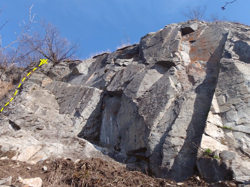 This topo photo was taken from the base of Panorama Point near where the approach trail meets the crag.