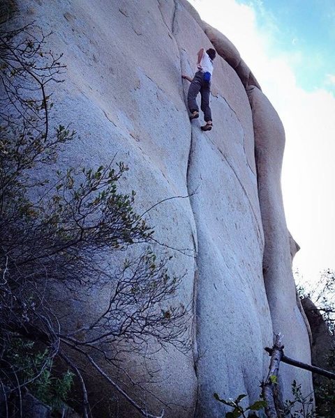 Onsight solo, perhaps not the best idea... Photo by Chris Hubbard