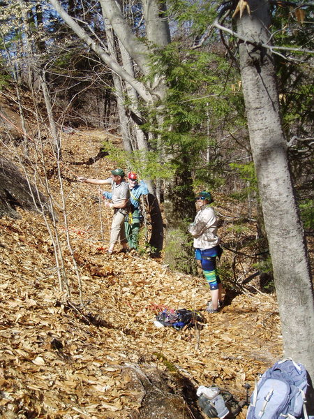 Another sunny, late April day at Lost Ledge. A few days later...4" of snow!