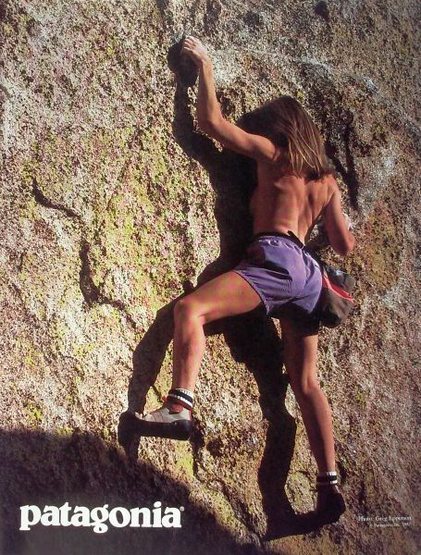 Patagonia ad (1987) with a little skin<br>
<br>
Photo by Greg Epperson