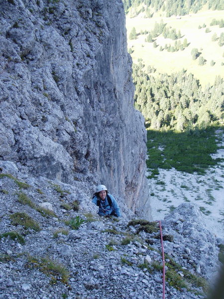 Looking down at P2