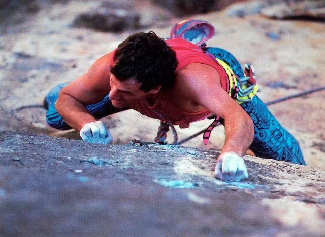 Prolific route developer Bob D'Antonio climbing at Shelf Road<br>
<br>
Photo by Michael Kennedy