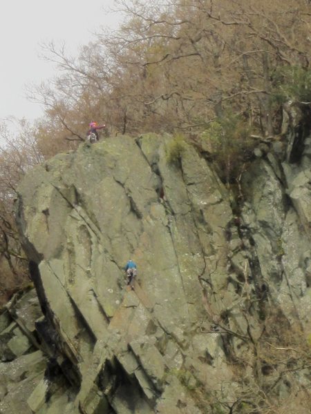 Climbers on Shepherds Crag Near Keswick Cumbria