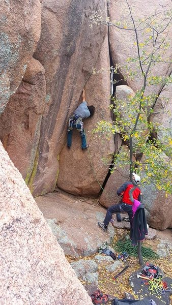 Enrico on the 1st ascent while I belay.