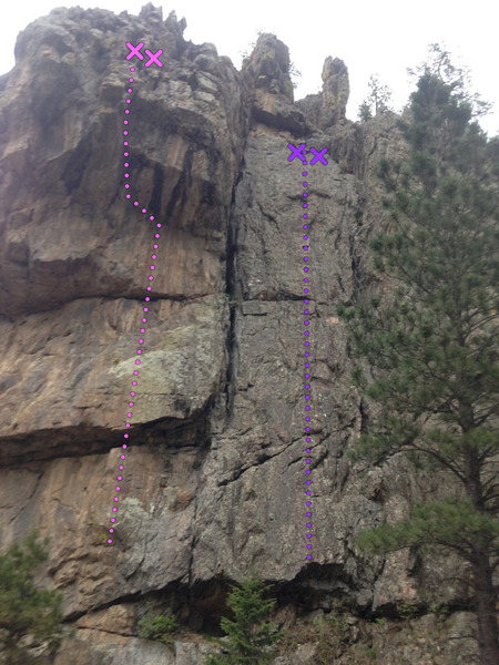 Pine Vu, left side, from upstream. Don't Damn It is shown on the right.