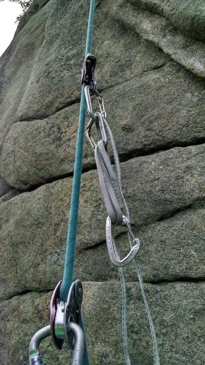 Attach the petzl basic above the mini. Add a QD and long sling to the ...