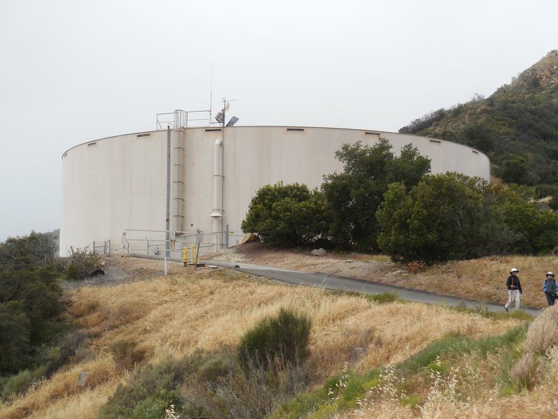 Las Virgenes Water District water tank. Pass this on your right about 1/3 of the way in on the hike into Saddle Peak.