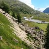View of the parking lot and towards Bernina Pass from Lagalb