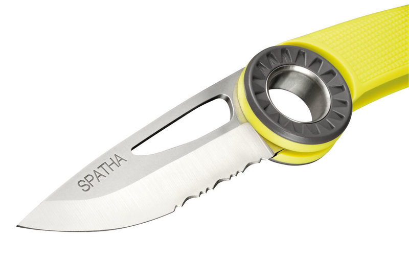 Petzl Spatha knife, biner hinge, glove friendly.