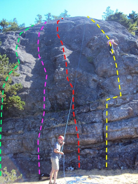 Friction Slab routes: Touch and Go (green, approx), Wake Up Call (purple), Prime Time (red), Wacko (yellow)