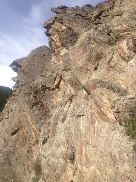 It is easy to see the rock jutting out at the top of the photo. This is the crag.