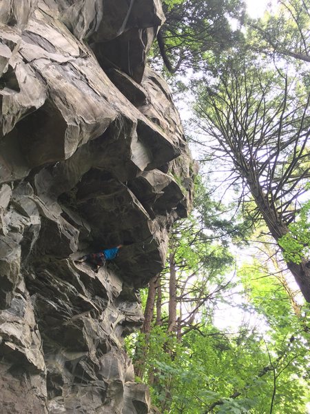 Starting the roof of Angle of the Dangle. Photo by Ethan.