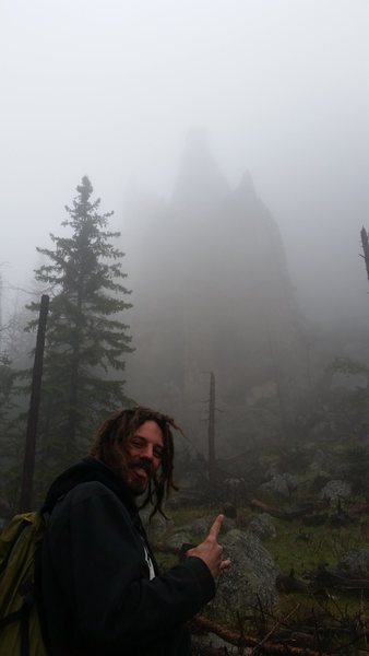 Hiking into the spires, on a gloomy day after the storm