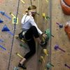 Blindfolded gym climbing