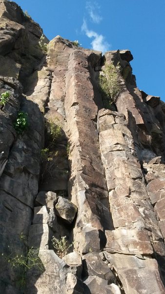 Looking up from the base of the route