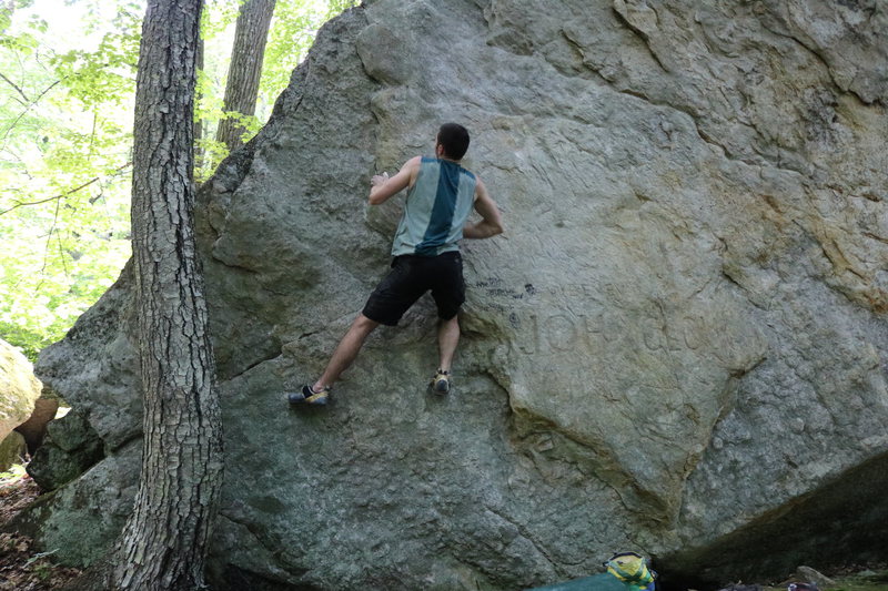 Ian making his way up the flakes