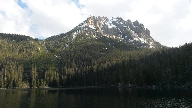 The Chockstone Couloir from Redfish Lake