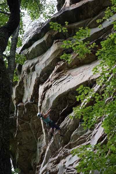 Erica starting the cruxy section