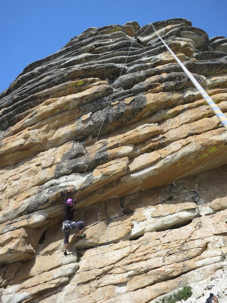 Joan climbing Eagle Ease
