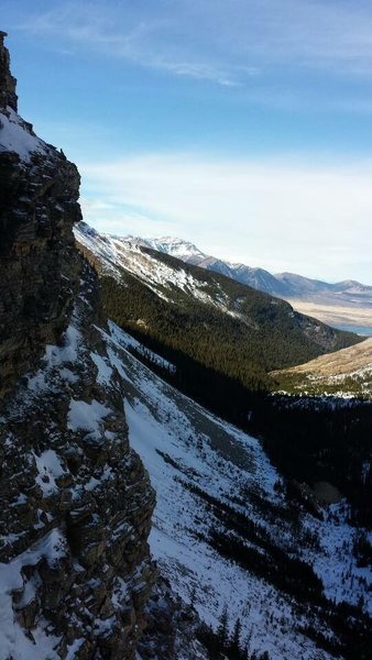 Looking back out towards Waterton Lakes and the approach.<br>
Photo from Nate Bernhard