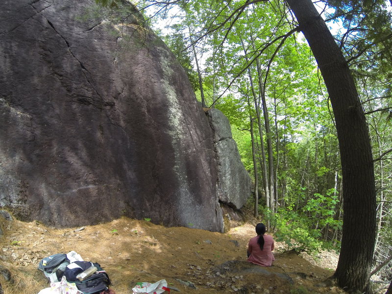 Right side of crag, with view of 5.6 crack