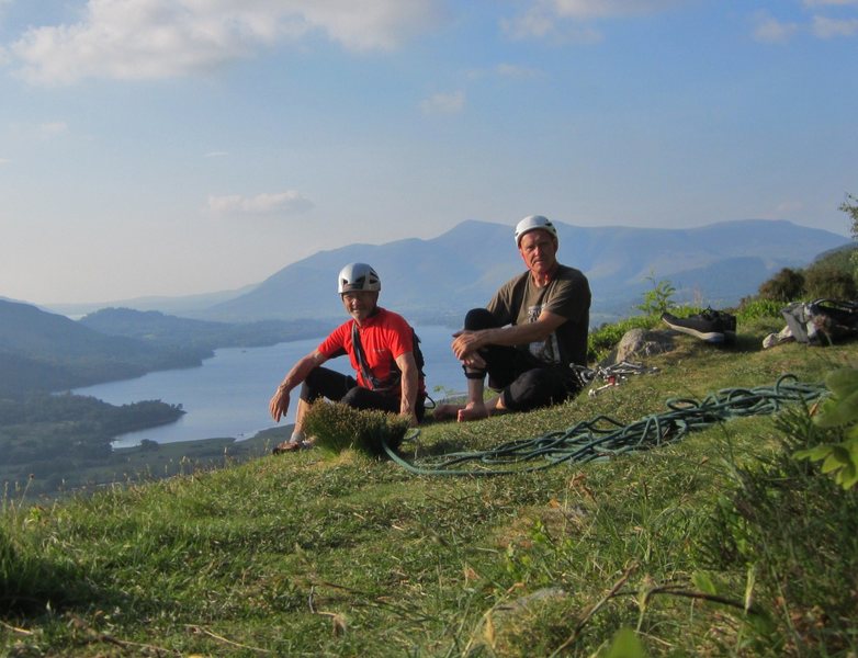 Paul Ross and Alan Hinkes top of Black Crag June 2016