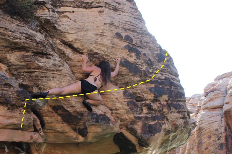 Just after the crux moving to the right