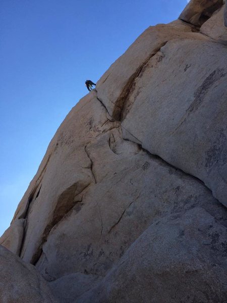 View from belaying below my partner climbing The Bong.