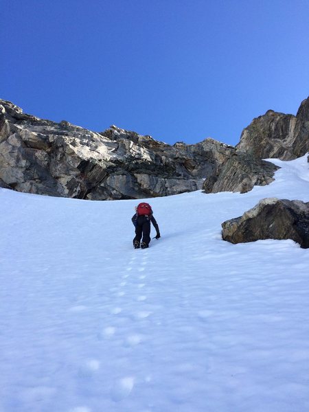 Jason making his way into the constriction. We found an exit gully a few hundred feet up and to the right.
