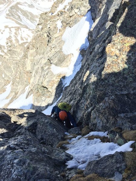 Myself climbing the out of the exit gully.