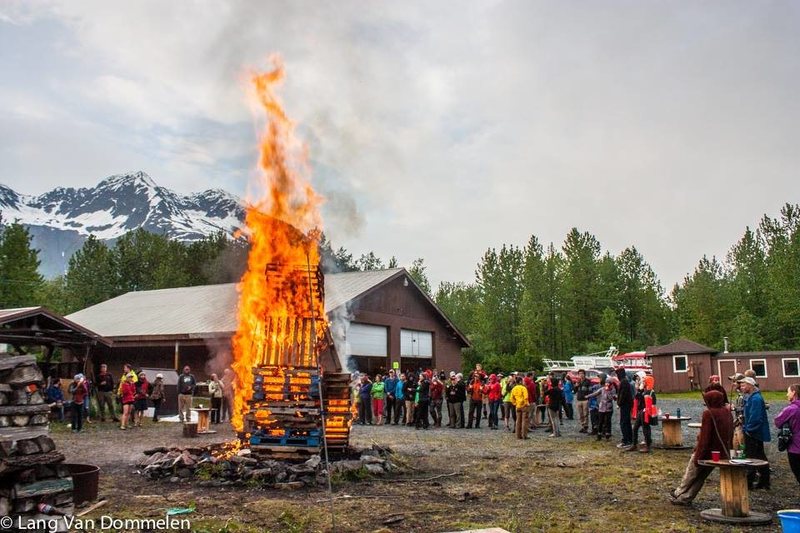 The Classic Bonfire just before the great snowball fight of 2016 let loose!