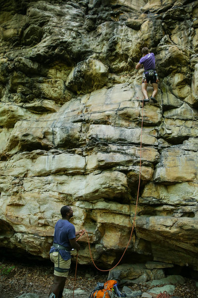 Zachary Lesch-Huie starting up How Do You Spell Breaks, 5.10a