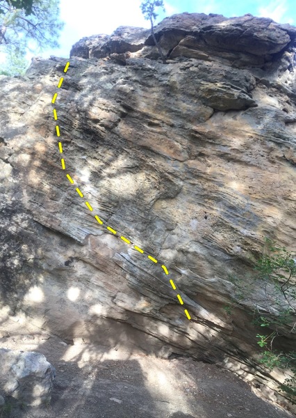 V4 on NW face of Keystone Cave Boulder. 