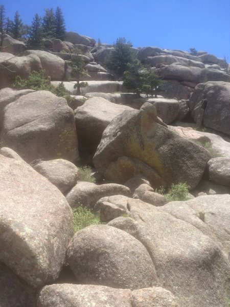 This is what the boulder looks like as you approach it. It can be a bit tricky if you don't know where you are going.