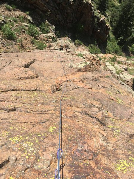Looking down from the anchors.