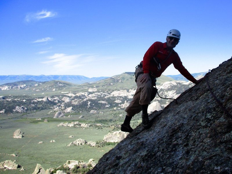 Terry on the top of Jackson's Thumb at the top of the Theatre of Shadows route.