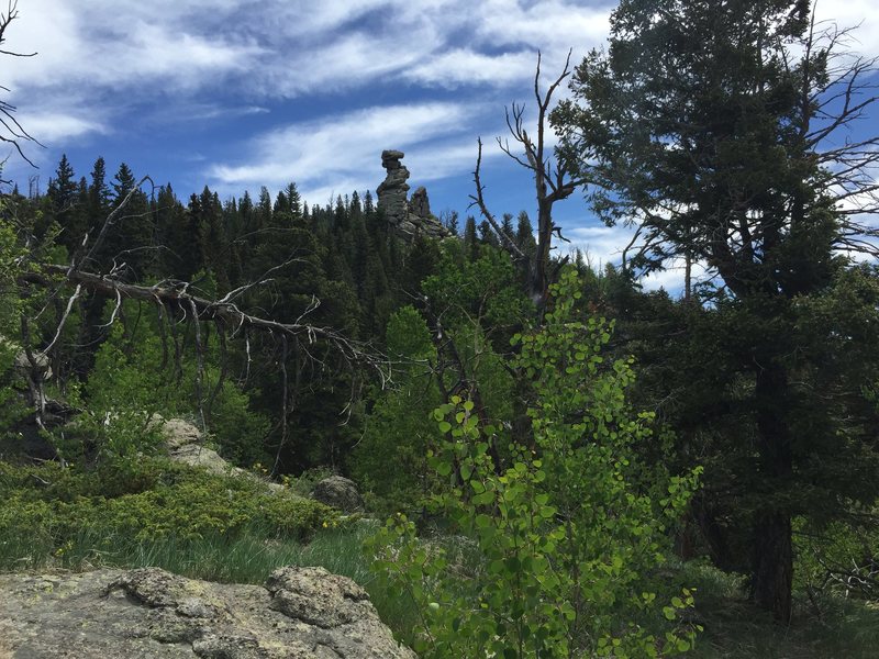 Lazy Squaw Spire on the cross country approach hike from Panorama Point.