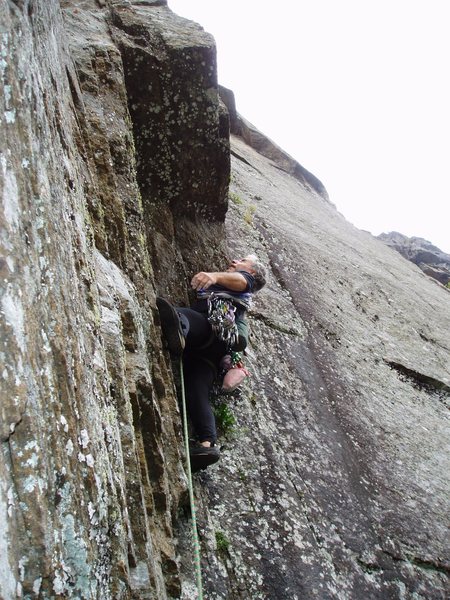 Mark studying the overhang at the start of P2