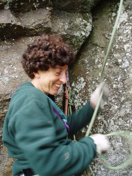 Sheila Matz belays - allowing me to take photos !