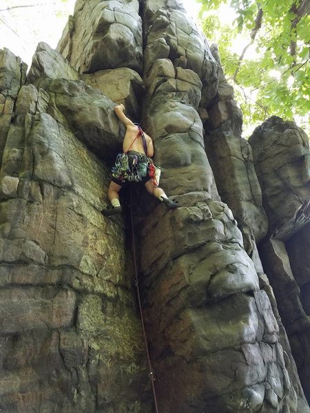 South West Dihedral on Cleopatara's Needle in Cleo's Ampitheater on the West Bluff at Devil's Lake.