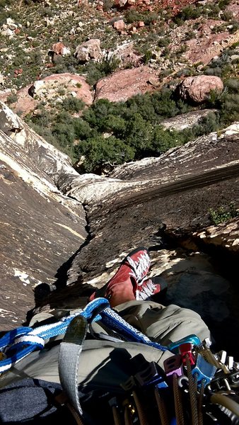 hanging out watching netflix at the second belay.