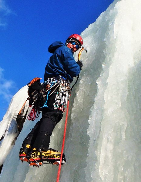 Ascending the start of the vertical pillar.