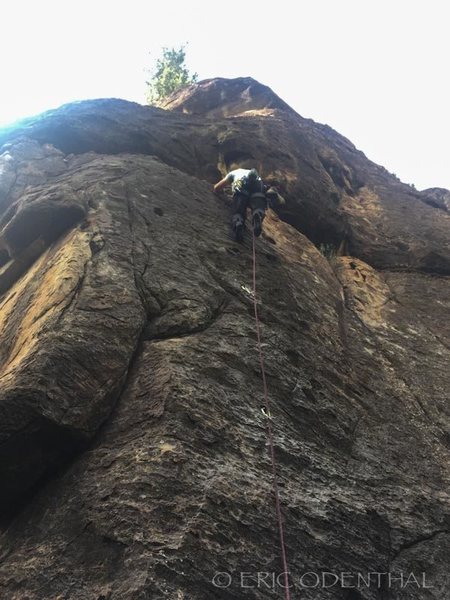 Mark on the second ascent of Evenflow 5.10