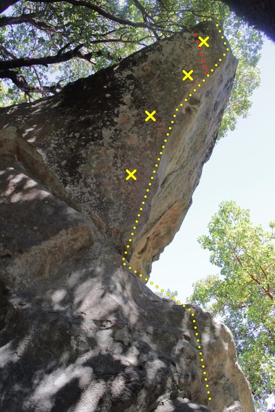 Donkey dong route and bolts, red is the 12a variation though it is quite mossy at the top out<br>