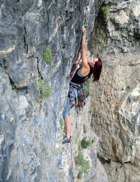 Natasha approaching the crux.