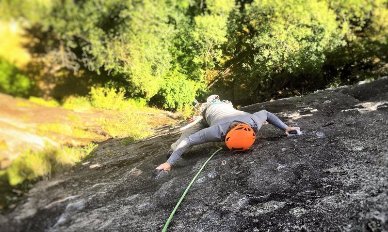 Drew approaching the crux of Leave My Face Alone.