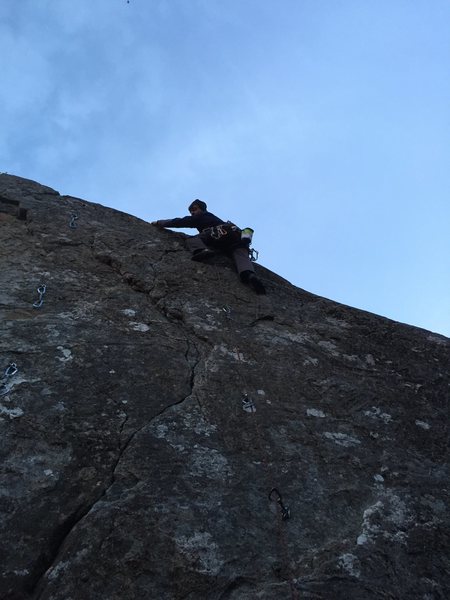 Warren Schaefer sending the short 5.9 Selfie pa toppen at midnight on midsummer's eve. It never got dark.