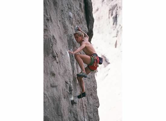 Todd Graham at the lower crux of Ripoff, 1991.