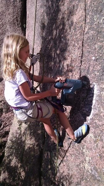 Norah helping me put the bolts in.