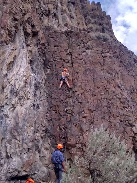 Logan doing his first trad lead on Big Black Hen!